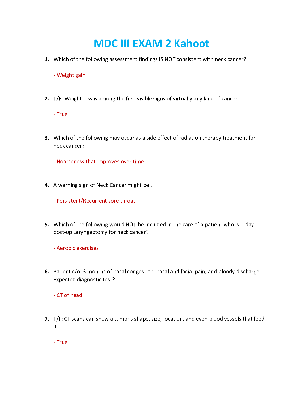 Preview image for NUR 2502 / NUR2502 Exam 2 Review: Multidimensional Care III / MDC 3 Exam 2 Review Kahoot (Latest 2021/2022) Rasmussen